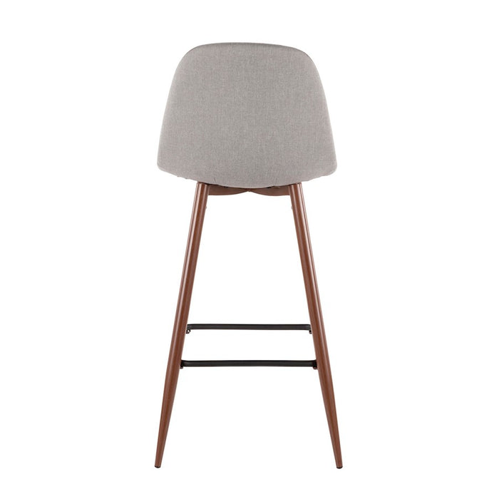 LumiSource Pebble Barstool, Set of 2, Walnut Metal/Light Grey