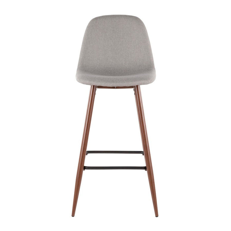 LumiSource Pebble Barstool, Set of 2, Walnut Metal/Light Grey