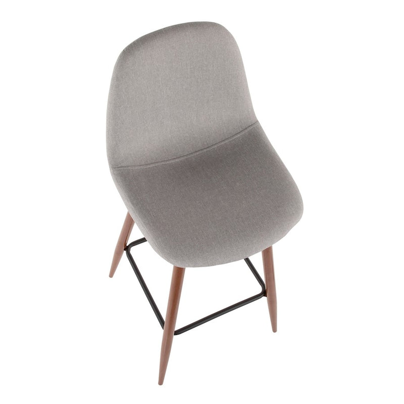 LumiSource Pebble Barstool, Set of 2, Walnut Metal/Light Grey