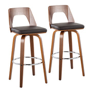 LumiSource Trilogy 30" Barstool, Set/2, Walnut/Brown/CH - B30-TRILO2-SWVRWLBN2