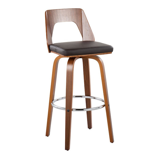 LumiSource Trilogy 30" Barstool, Set of 2, Walnut/Brown/Chrome