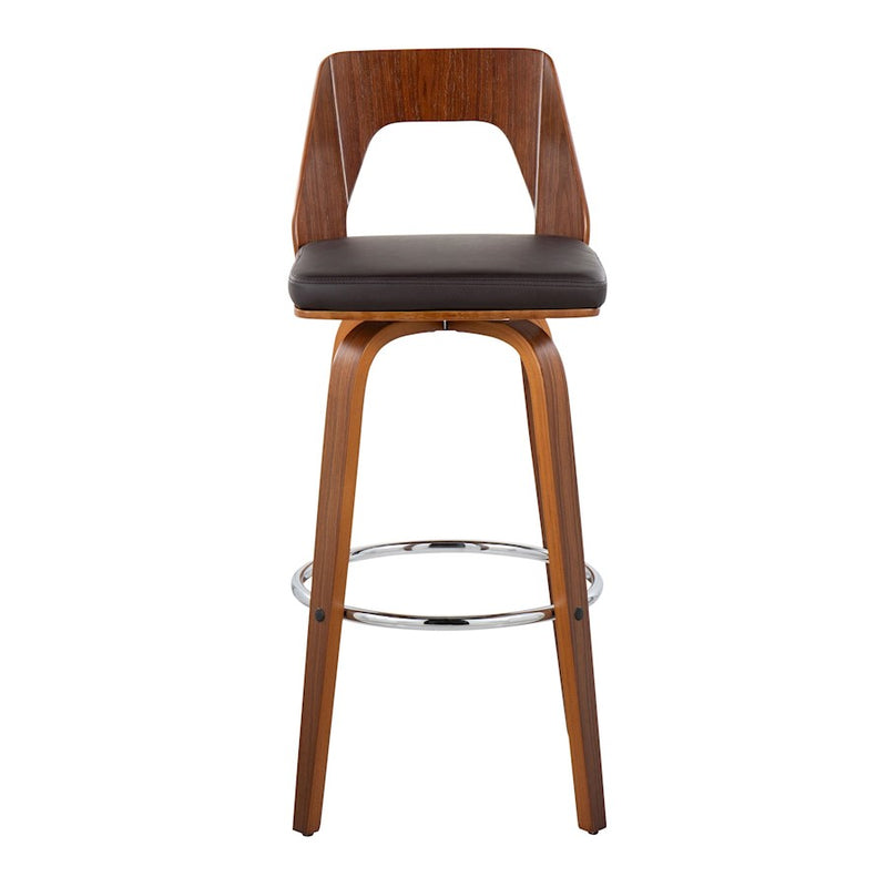 LumiSource Trilogy 30" Barstool, Set of 2, Walnut/Brown/Chrome