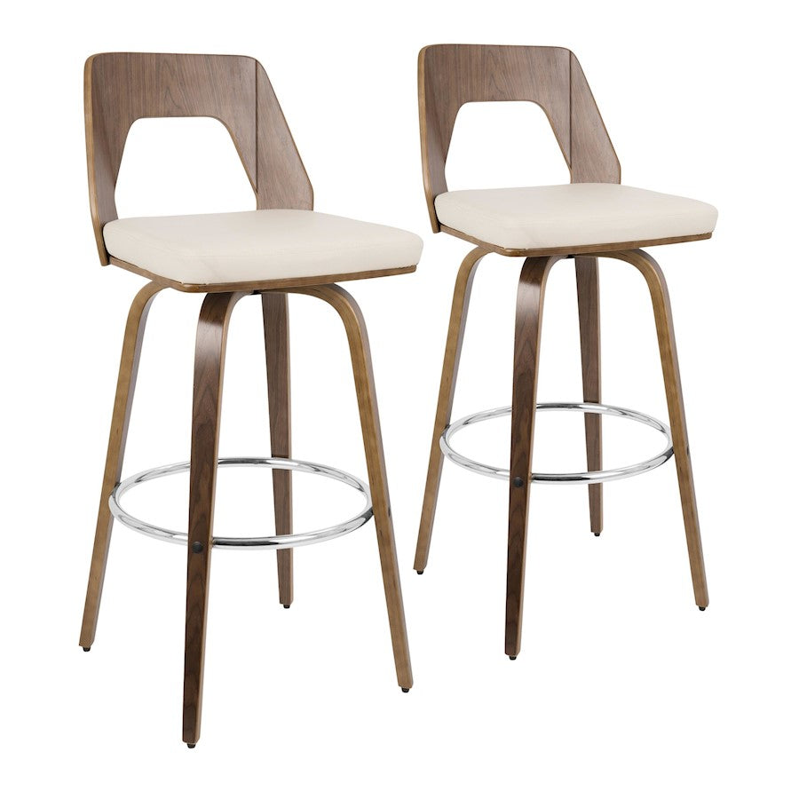 LumiSource Trilogy 30" Barstool, Set/2, WAL/CR/CH - B30-TRILO2-SWVRWLCR2
