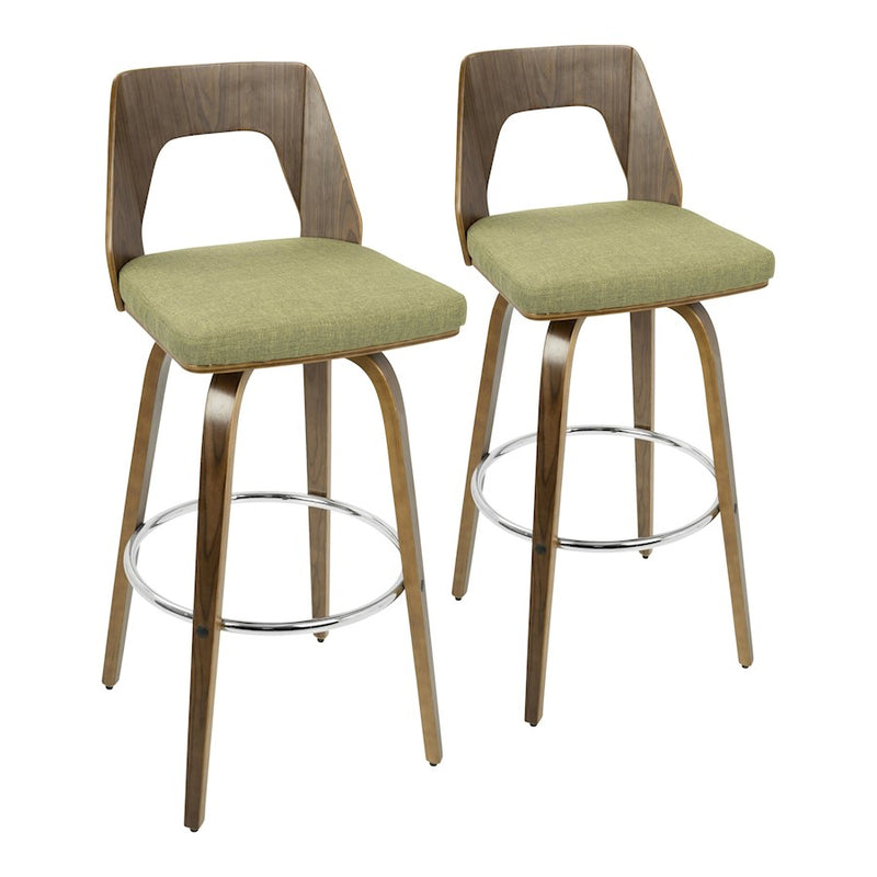 LumiSource Trilogy 30" Barstool, Set/2, WAL/GR/CH - B30-TRILO2-SWVRWLGN2