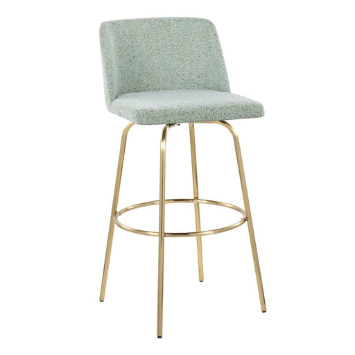 LumiSource Toriano 30" Barstool, Set of 2, Green/Gold
