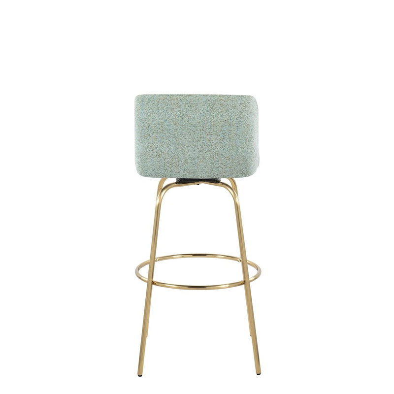LumiSource Toriano 30" Barstool, Set of 2, Green/Gold