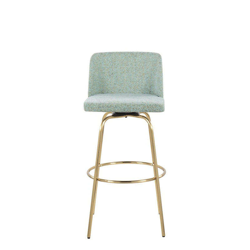 LumiSource Toriano 30" Barstool, Set of 2, Green/Gold