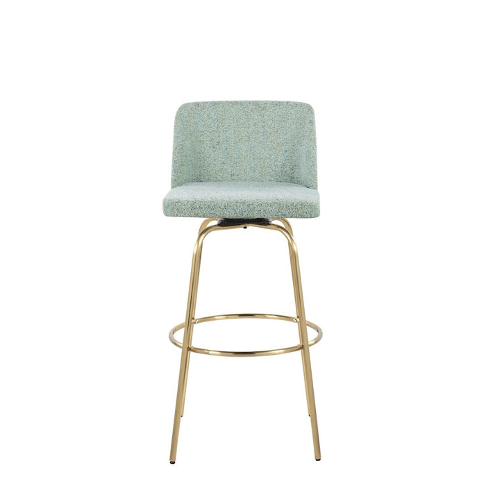 LumiSource Toriano 30" Barstool, Set of 2, Green/Gold