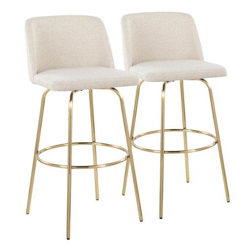 LumiSource Toriano 30" Barstool, Set/2, CR Noise/Gold - B30-TRNO-CLARZG2AUNCR2