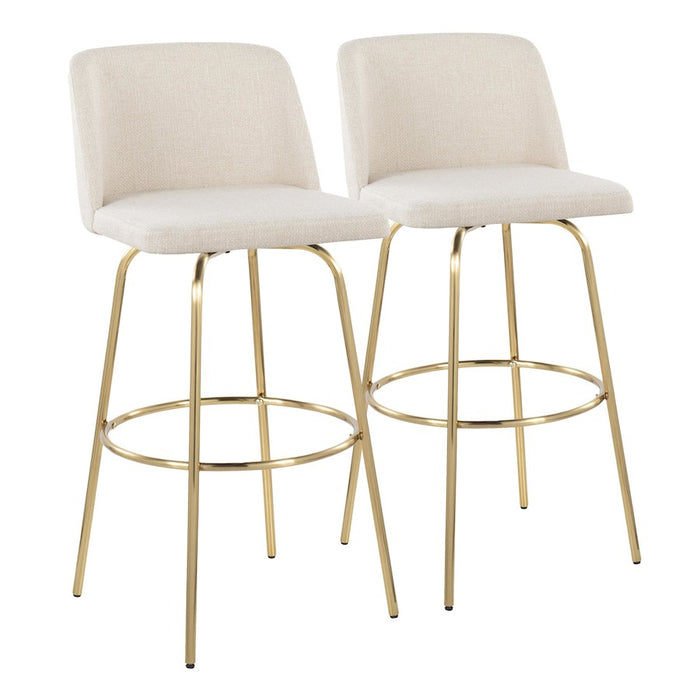 LumiSource Toriano 30" Barstool, Set/2, CR Noise/Gold - B30-TRNO-CLARZG2AUNCR2