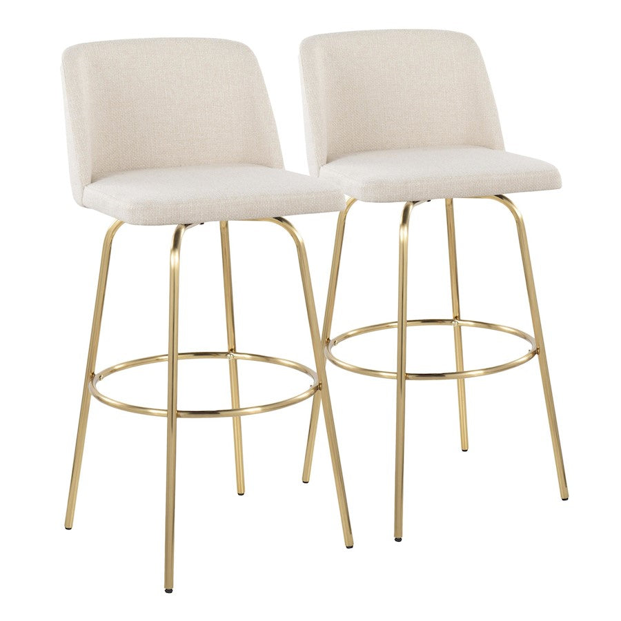 LumiSource Toriano 30" Barstool, Set/2, CR Noise/Gold - B30-TRNO-CLARZG2AUNCR2