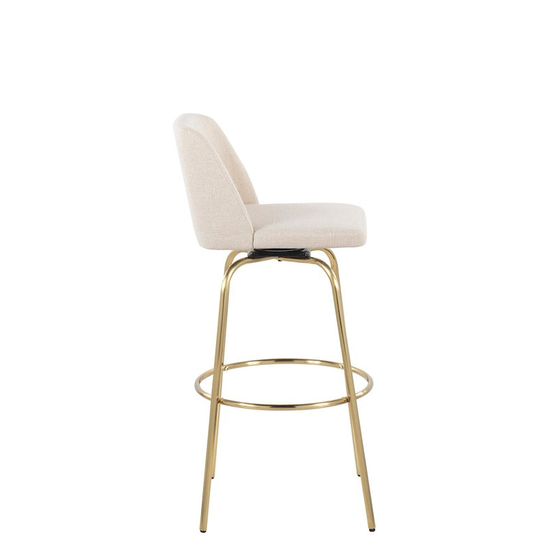 LumiSource Toriano 30" Barstool, Set/2, CR Noise/Gold