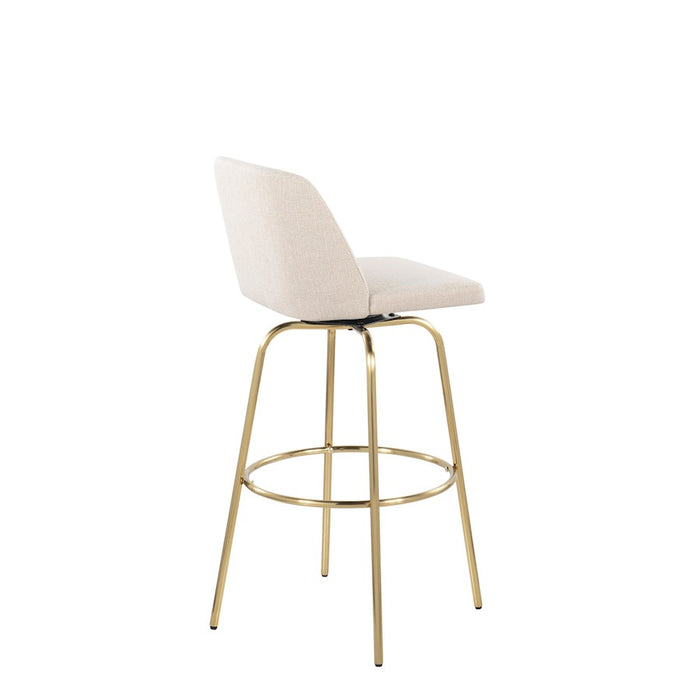 LumiSource Toriano 30" Barstool, Set/2, CR Noise/Gold