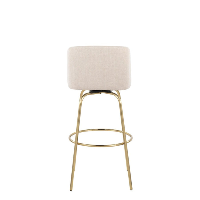 LumiSource Toriano 30" Barstool, Set/2, CR Noise/Gold