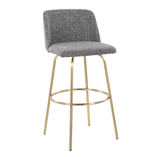 LumiSource Toriano 30" Barstool, Set/2, Grey Noise/Gold