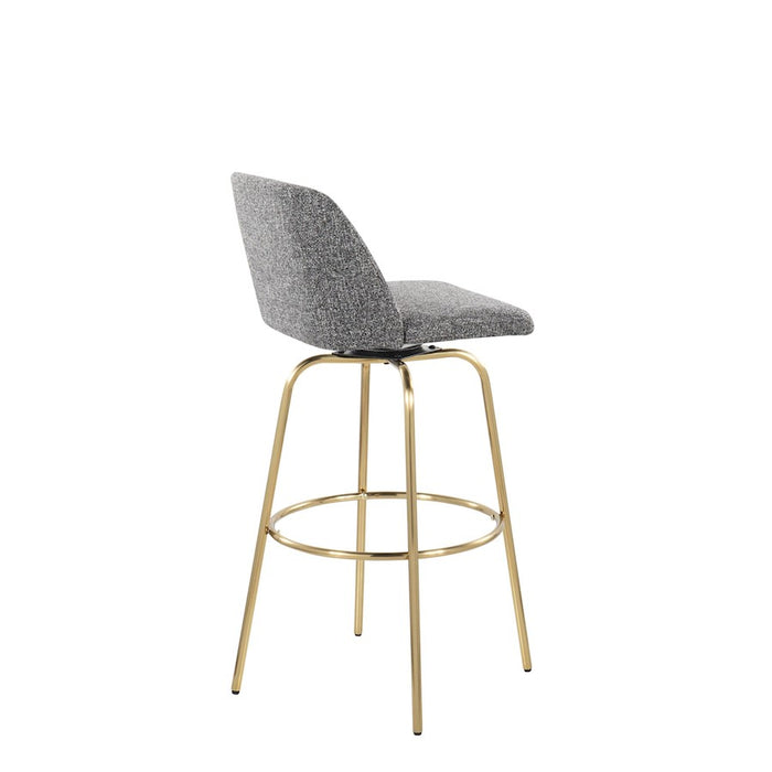 LumiSource Toriano 30" Barstool, Set/2, Grey Noise/Gold