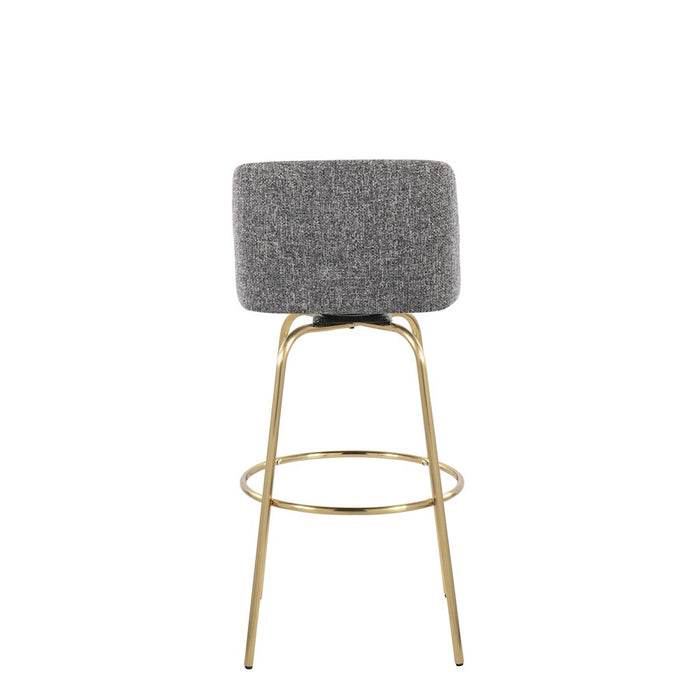 LumiSource Toriano 30" Barstool, Set/2, Grey Noise/Gold