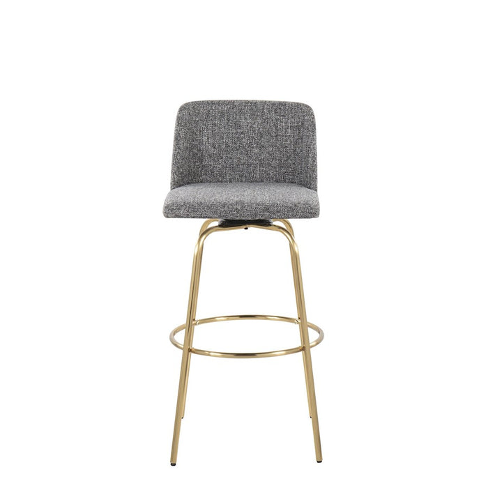 LumiSource Toriano 30" Barstool, Set/2, Grey Noise/Gold