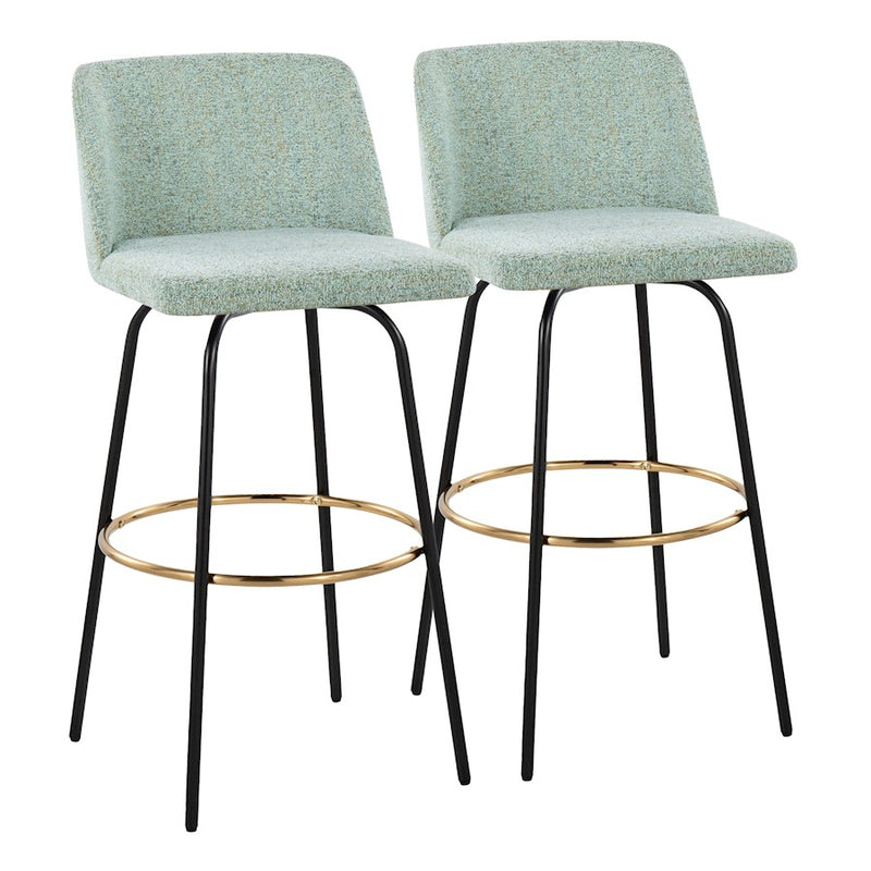 LumiSource Toriano 30" Barstool, Set/2, GR/BK/Gold - B30-TRNO-CLARZG2BKLGN2