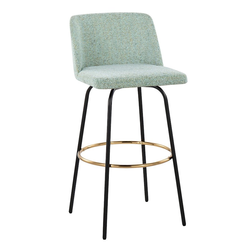 LumiSource Toriano 30" Barstool, Set/2, GR/BK/Gold