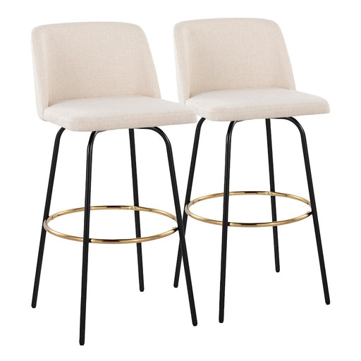 LumiSource Toriano 30" Barstool, Set/2, CRN/BK/Gold - B30-TRNO-CLARZG2BKNCR2