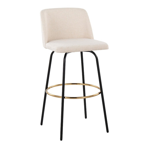 LumiSource Toriano 30" Barstool, Set/2, CRN/BK/Gold
