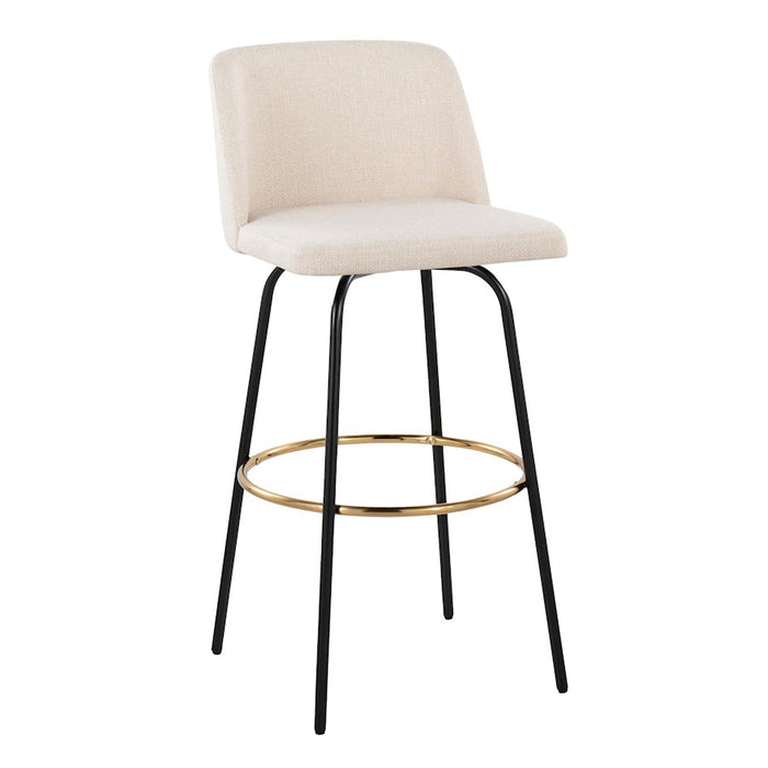 LumiSource Toriano 30" Barstool, Set/2, CRN/BK/Gold