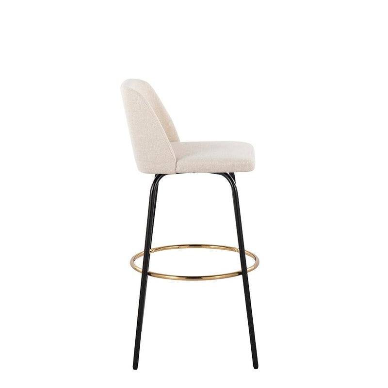 LumiSource Toriano 30" Barstool, Set/2, CRN/BK/Gold