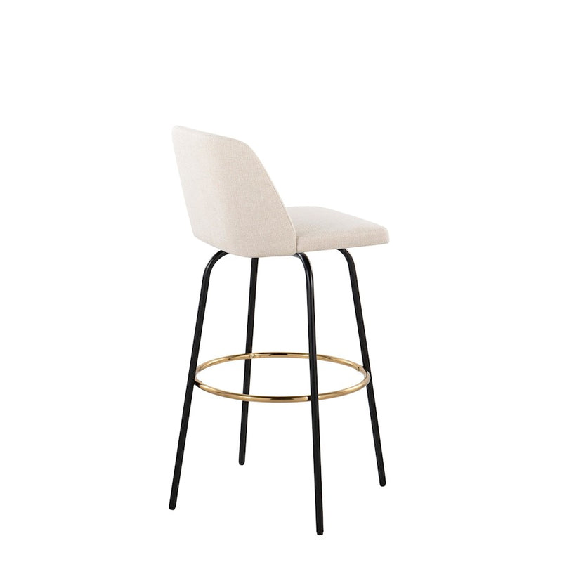 LumiSource Toriano 30" Barstool, Set/2, CRN/BK/Gold