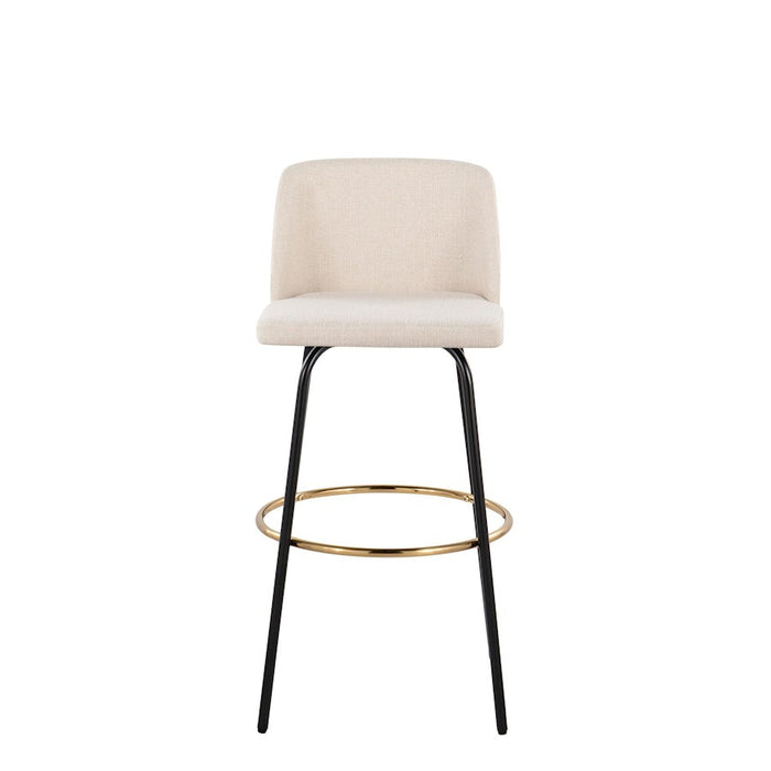 LumiSource Toriano 30" Barstool, Set/2, CRN/BK/Gold