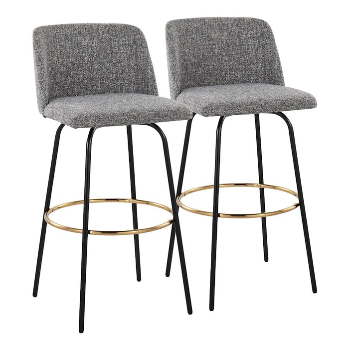 LumiSource Toriano 30" Barstool, Set/2, GYN/BK/Gold - B30-TRNO-CLARZG2BKNGY2
