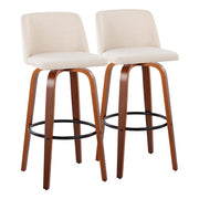 LumiSource Toriano 30" Barstool, Set/2, WAL/CR Noise/BK - B30-TRNO-GRTZQ2WLNCR2