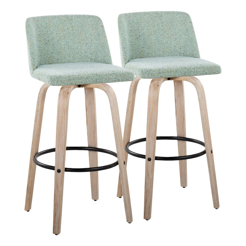 LumiSource Toriano 30" Barstool, Set/2, WH/GR/BK - B30-TRNO-GRTZQ2WWLGN2