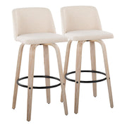 LumiSource Toriano 30" Barstool, Set/2, WH/CR Noise/BK - B30-TRNO-GRTZQ2WWNCR2