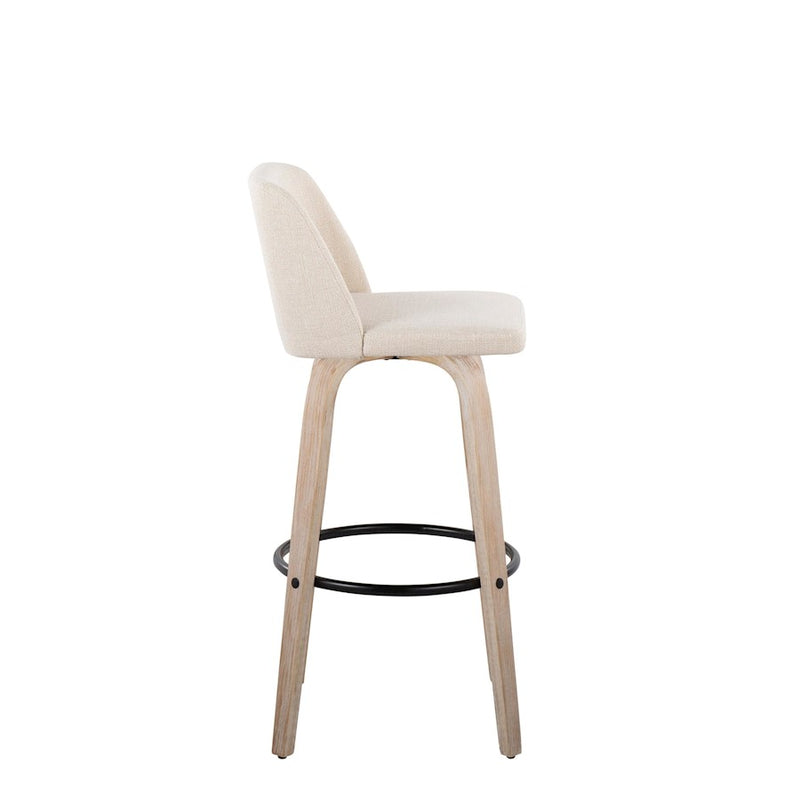 LumiSource Toriano 30" Barstool, Set/2, WH/CR Noise/BK