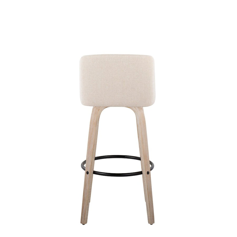LumiSource Toriano 30" Barstool, Set/2, WH/CR Noise/BK
