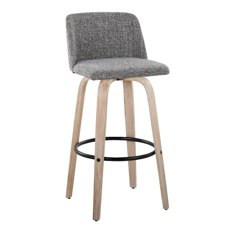 LumiSource Toriano 30" Barstool, Set/2, WH/GY Noise/BK