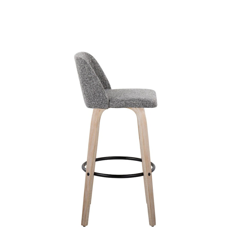 LumiSource Toriano 30" Barstool, Set/2, WH/GY Noise/BK