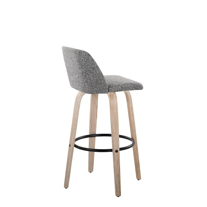 LumiSource Toriano 30" Barstool, Set/2, WH/GY Noise/BK