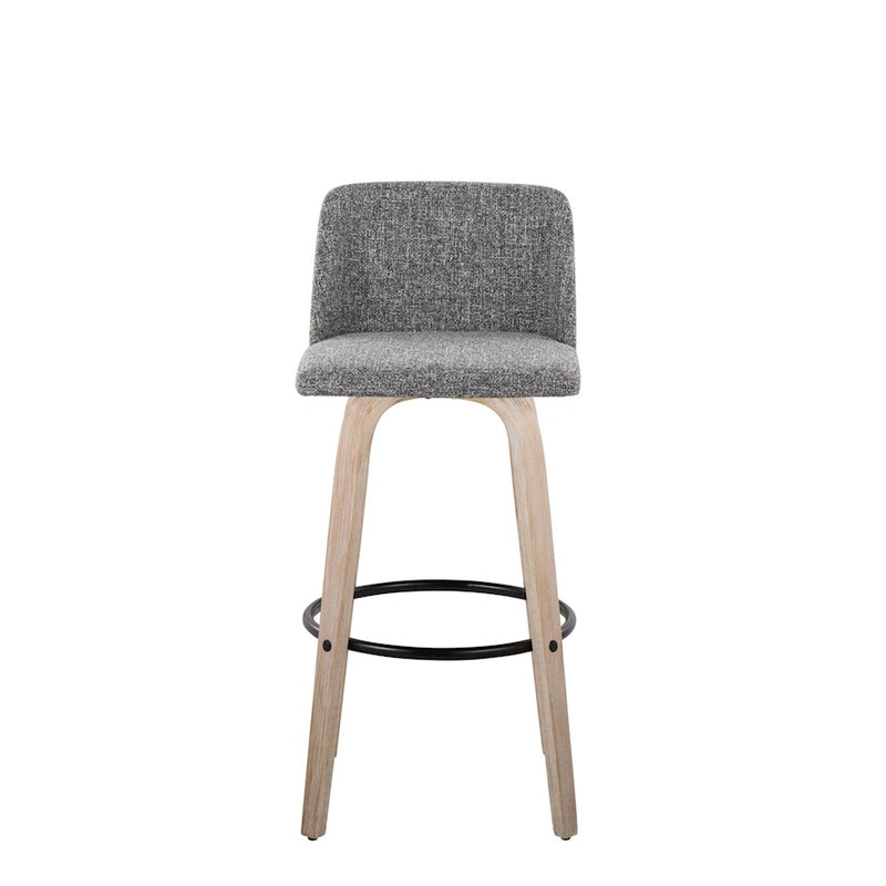 LumiSource Toriano 30" Barstool, Set/2, WH/GY Noise/BK