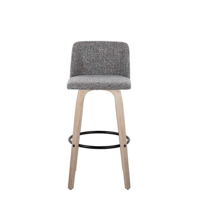 LumiSource Toriano 30" Barstool, Set/2, WH/GY Noise/BK