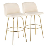 LumiSource Toriano 30" Barstool, Set of 2, Cream/Gold - B30-TRNOPU-CLARZG2AUCR2