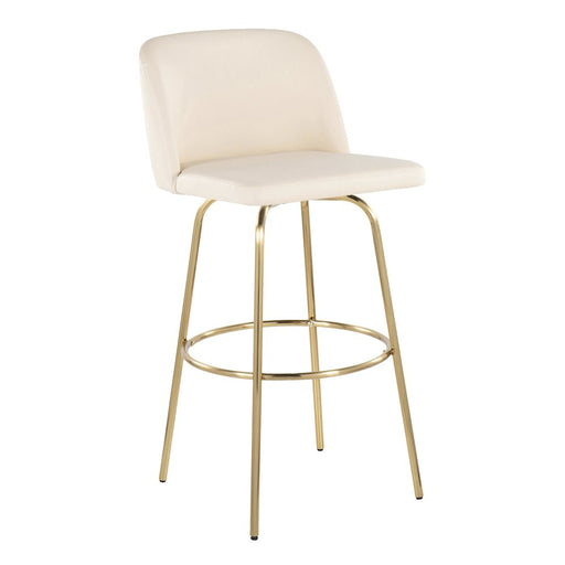 LumiSource Toriano 30" Barstool, Set of 2, Cream/Gold