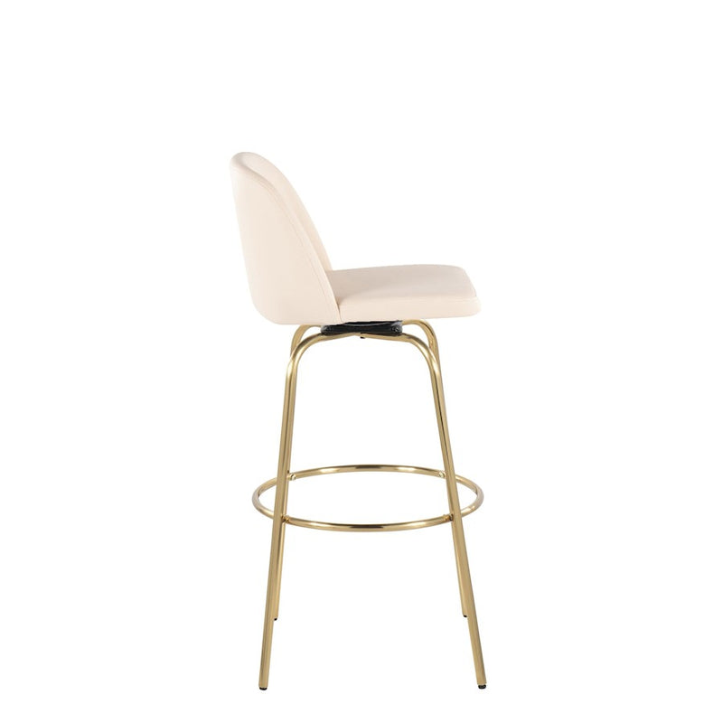 LumiSource Toriano 30" Barstool, Set of 2, Cream/Gold