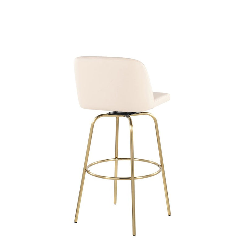 LumiSource Toriano 30" Barstool, Set of 2, Cream/Gold