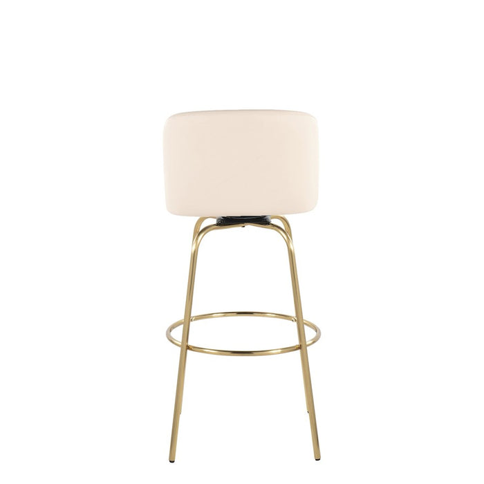 LumiSource Toriano 30" Barstool, Set of 2, Cream/Gold