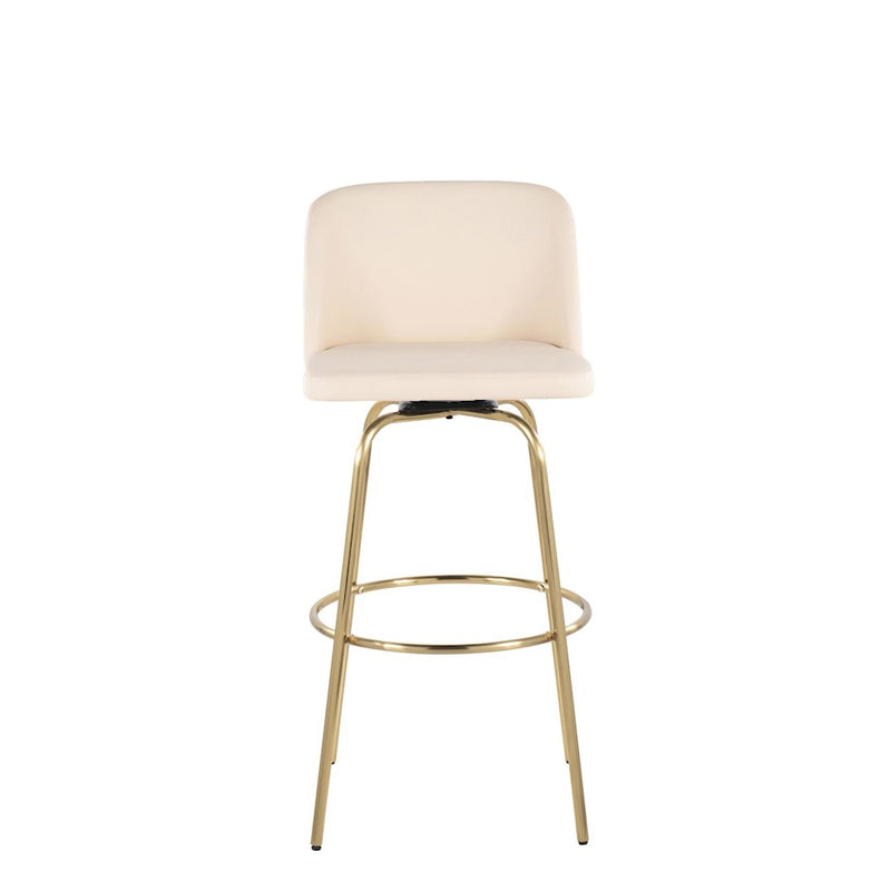 LumiSource Toriano 30" Barstool, Set of 2, Cream/Gold