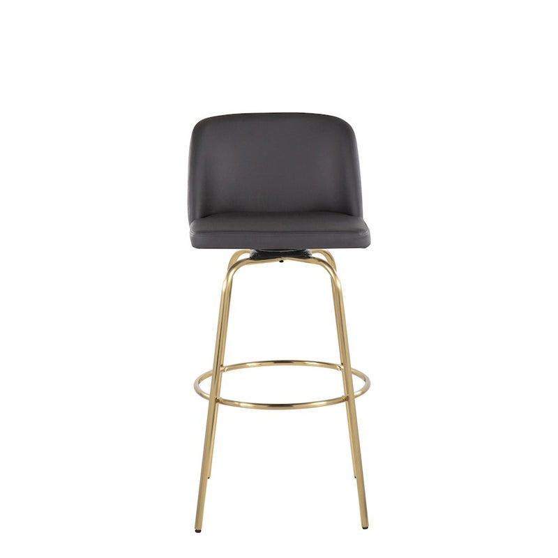 LumiSource Toriano 30" Barstool, Set of 2, Grey/Gold