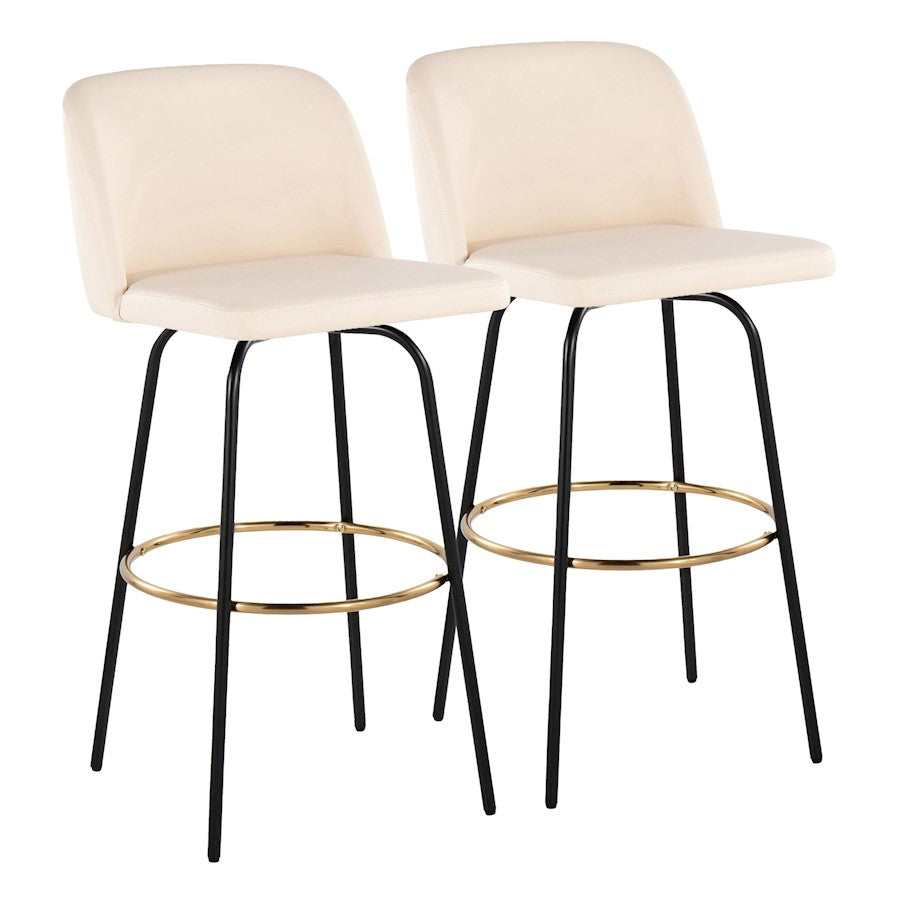 LumiSource Toriano 30" Barstool, Set/2, CR/BK/Gold - B30-TRNOPU-CLARZG2BKCR2