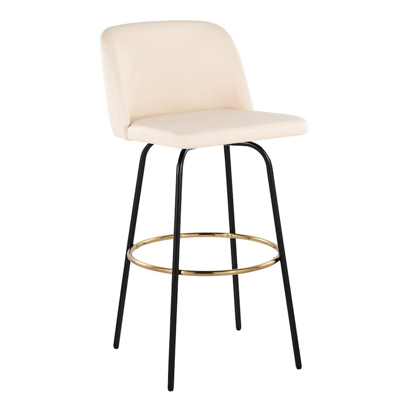 LumiSource Toriano 30" Barstool, Set/2, CR/BK/Gold
